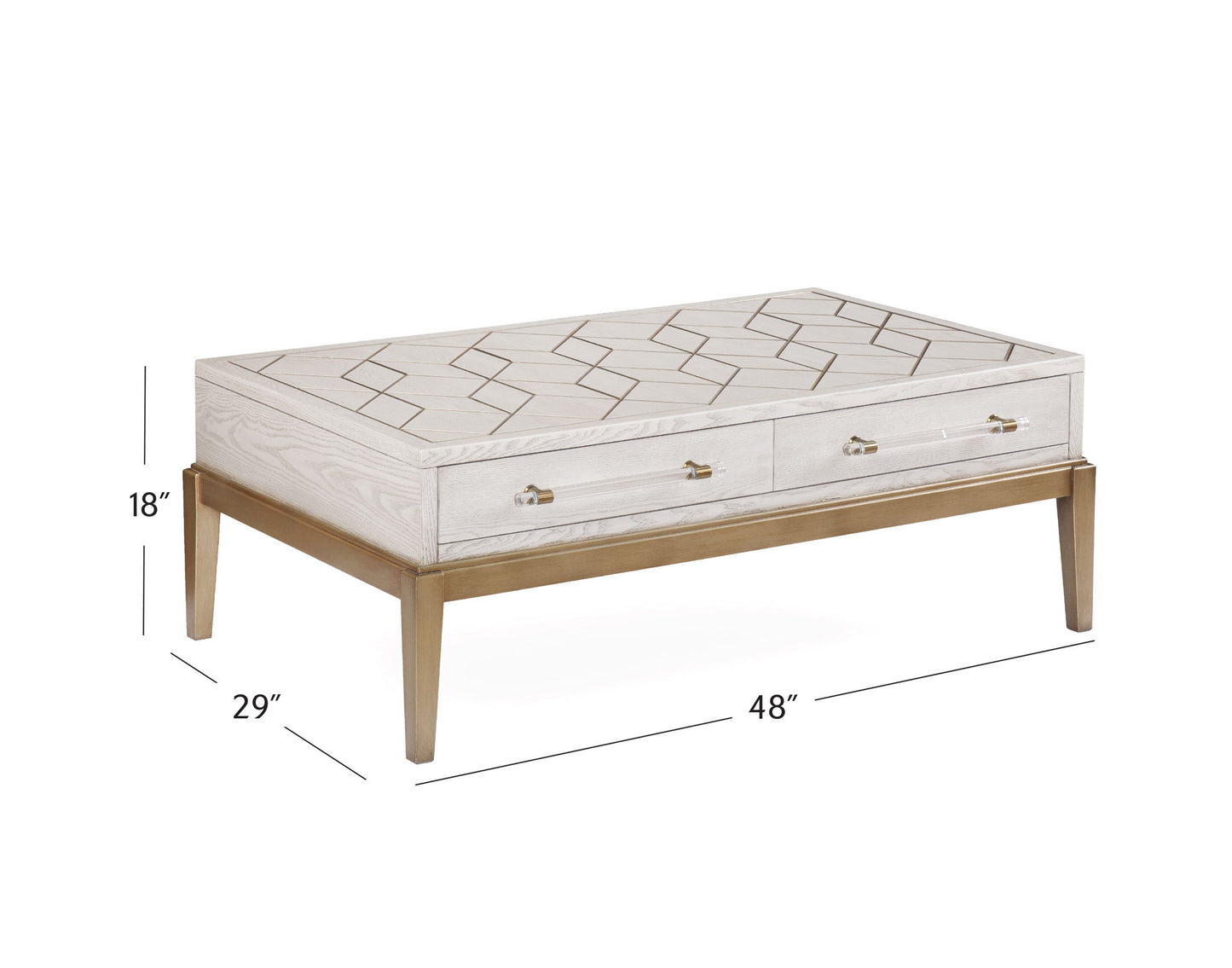 Perrine - Rectangle Cocktail Table - White / Gold