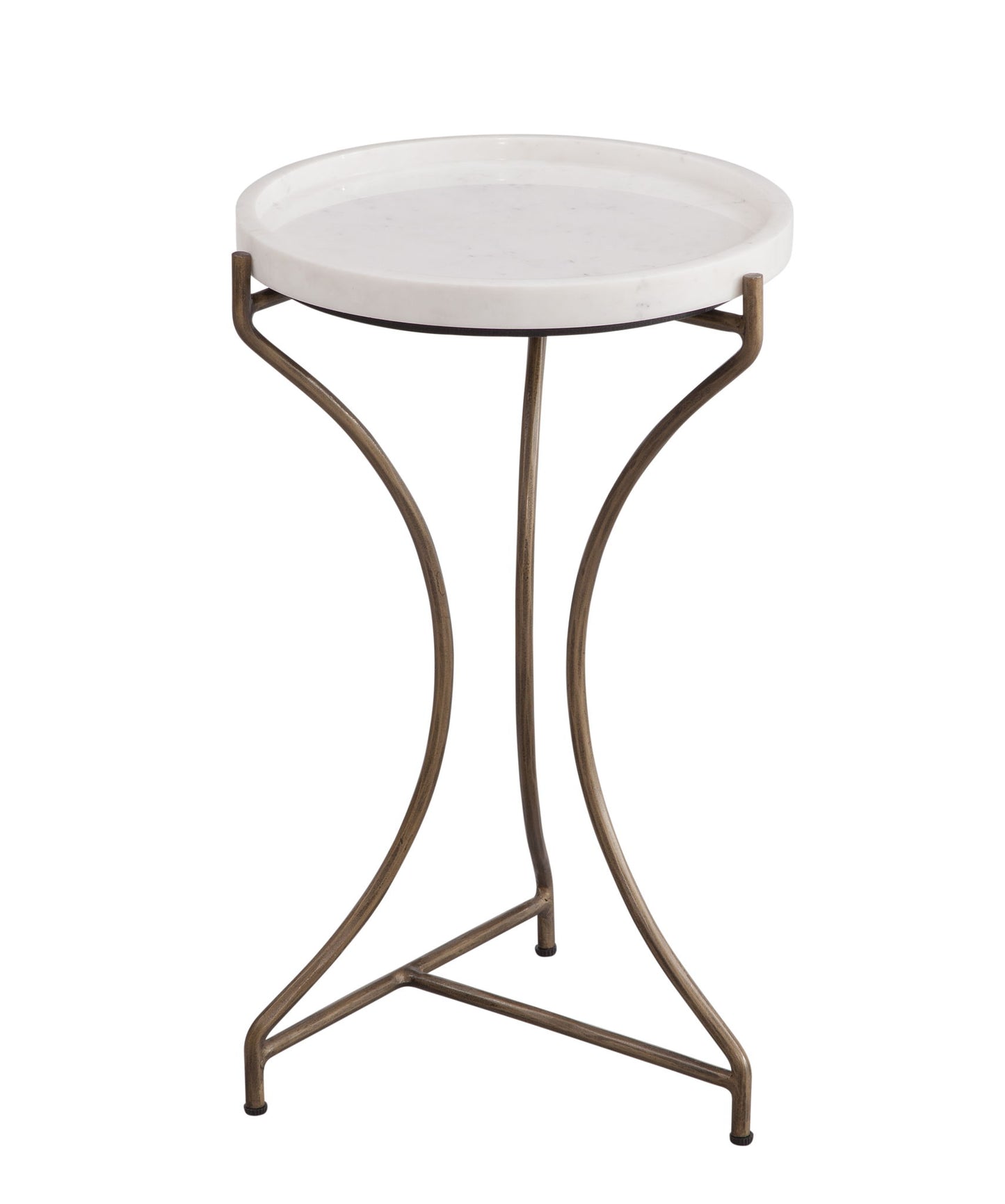 Mcgowan - Accent Table - Antique Brass / White Marble