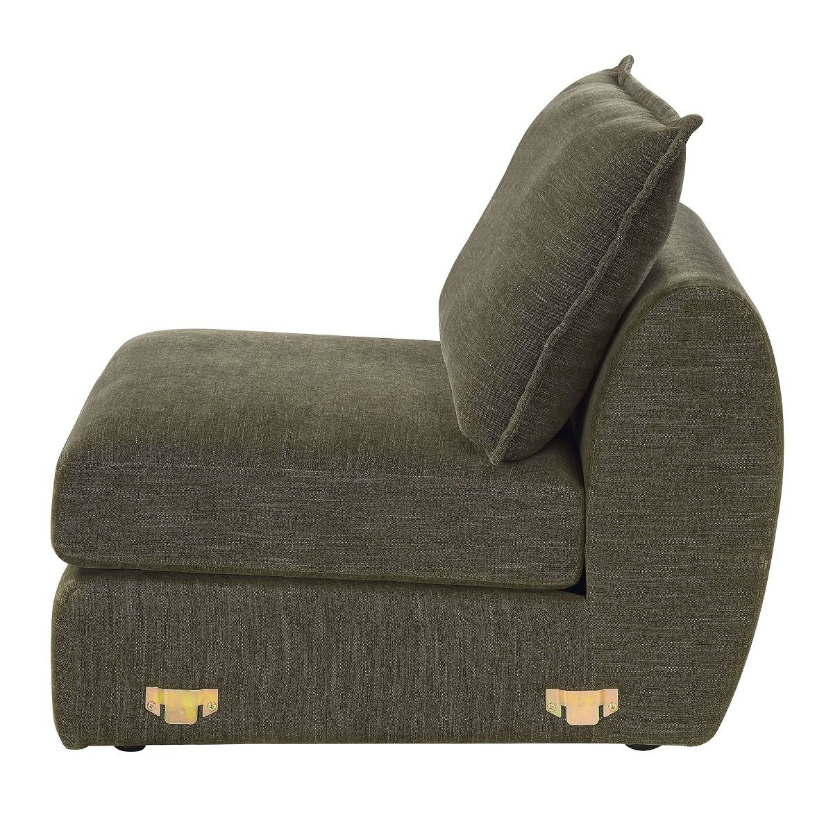 Leighton - Modular Armless Chair With 1 Pillow - Green Chenille
