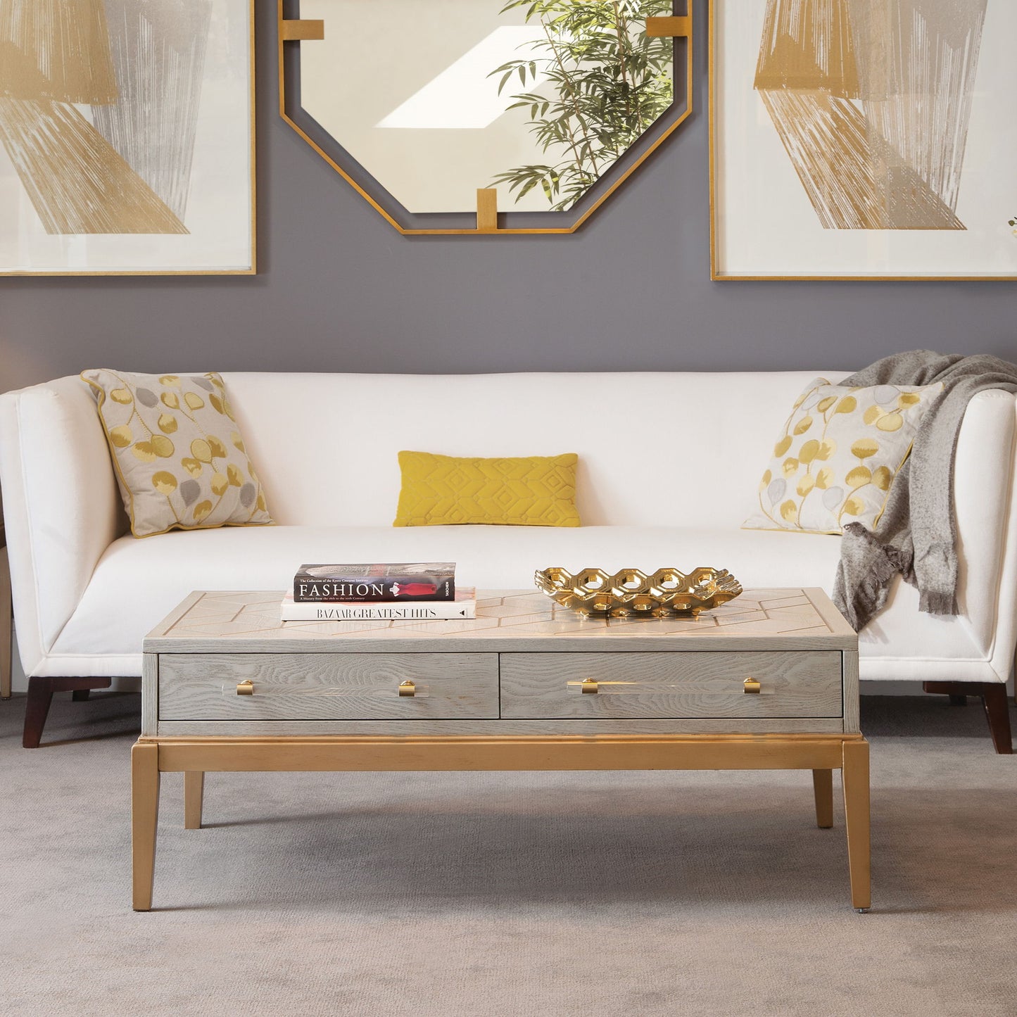 Perrine - Rectangle Cocktail Table - Silver / Gold