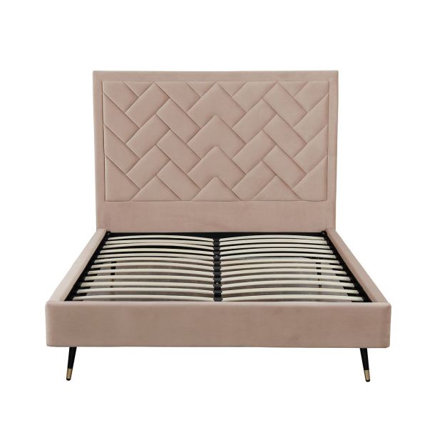 Chevron Modern Upholstered Velvet Platform Bed