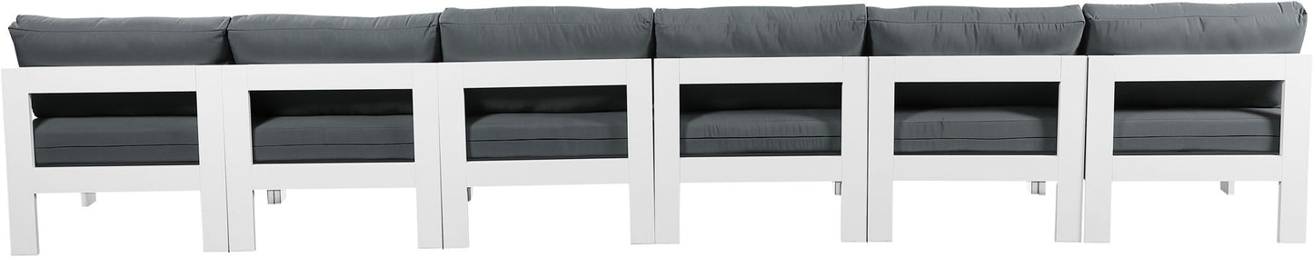 Nizuc - Outdoor Patio 6 Seat Armless Modular Sofa With White Frame