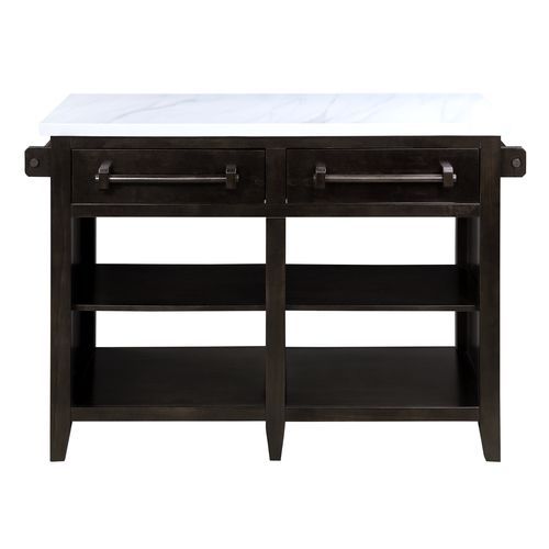 Darwid - Kitchen Island - Marble Top Top & Espresso