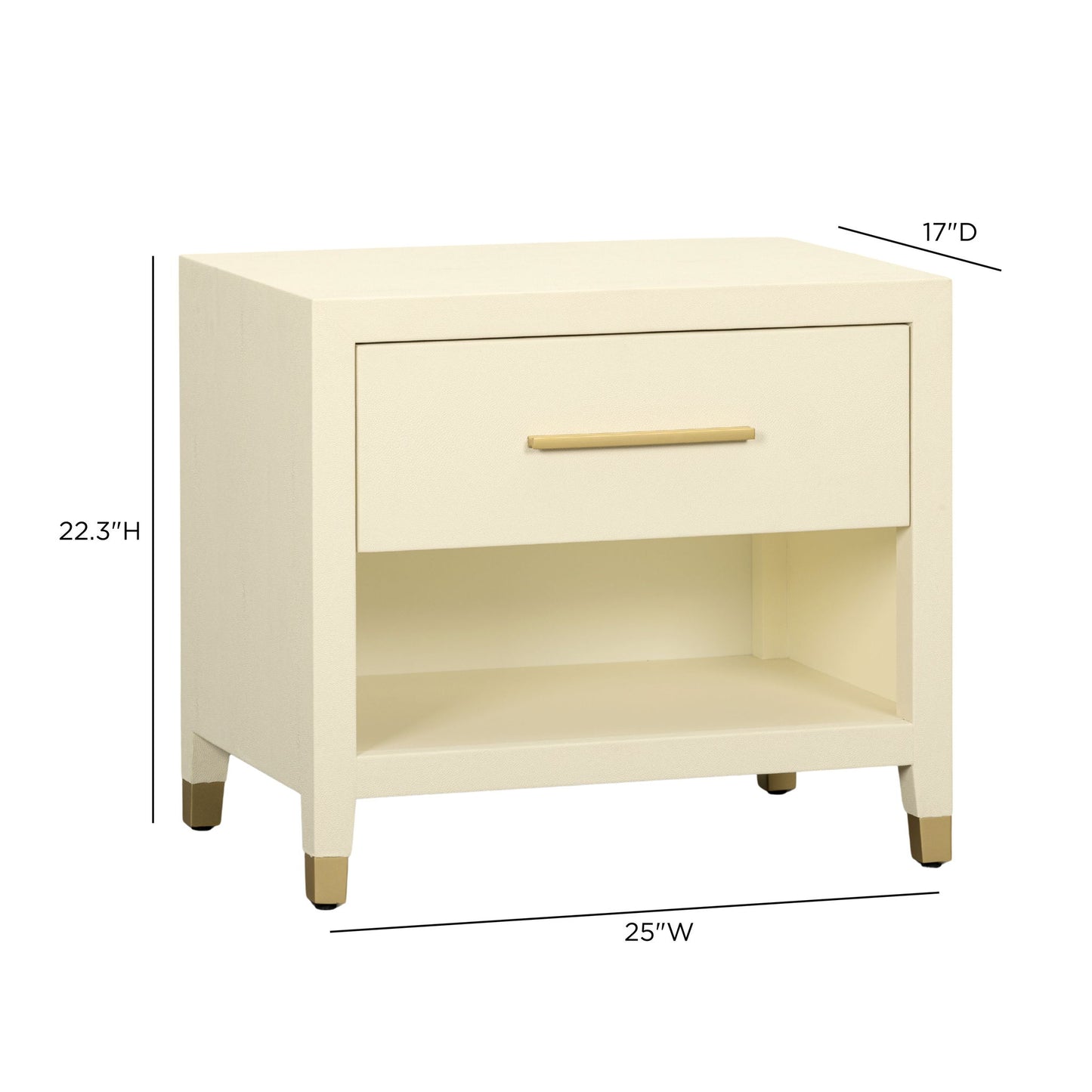 Dani - Faux Shagreen Nightstand With Drawer - Cream