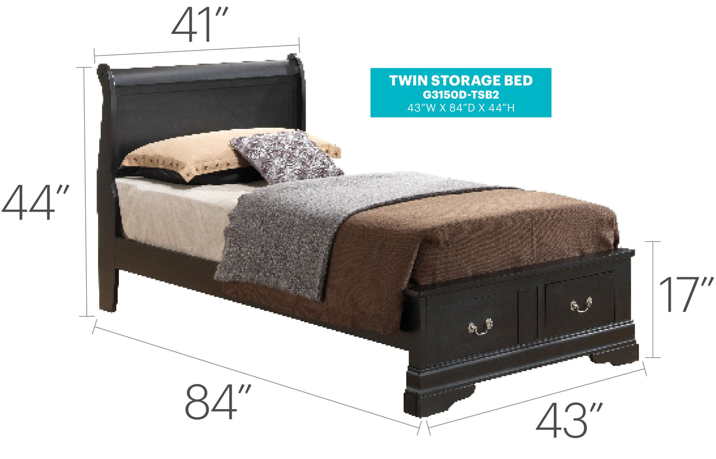 Glory Furniture - Louis Phillipe - Storage Bed