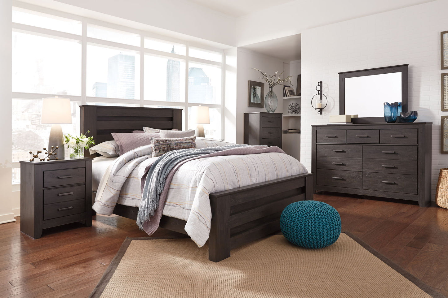 Brinxton - Two Drawer Night Stand - Charcoal