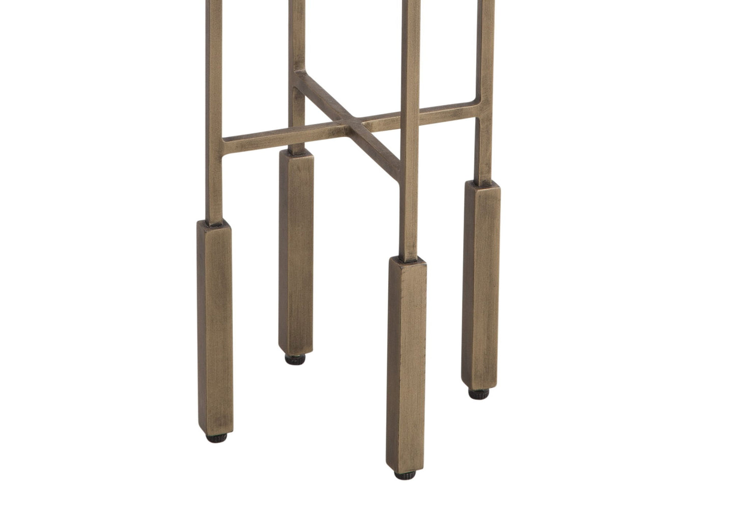 Lucia - Accent Table - Antique Brass / Beige Travertine