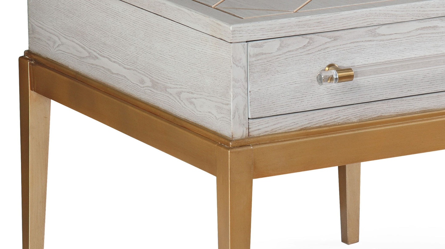 Perrine - Rectangle End Table - Silver / Gold