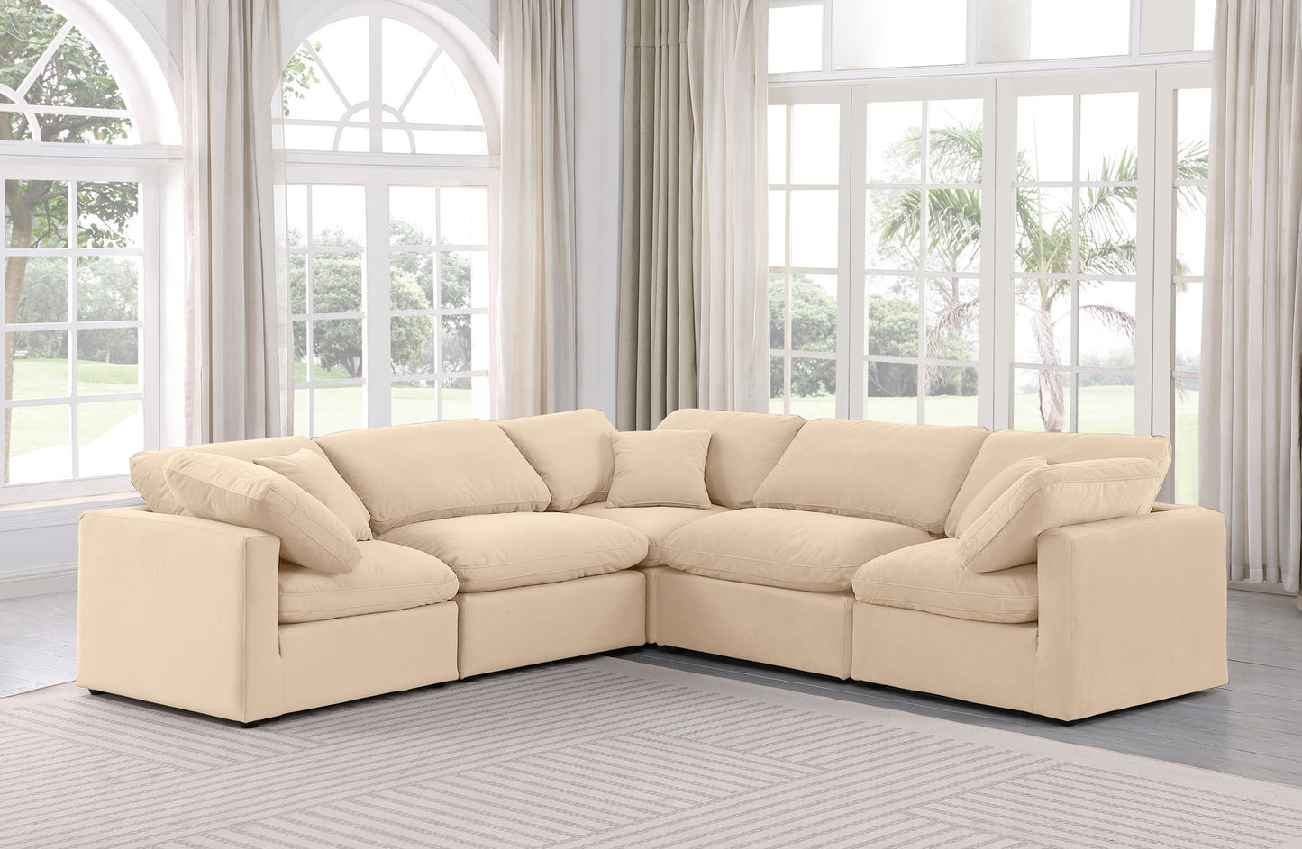 Indulge - Velvet 5 Piece Modular Corner Sectional
