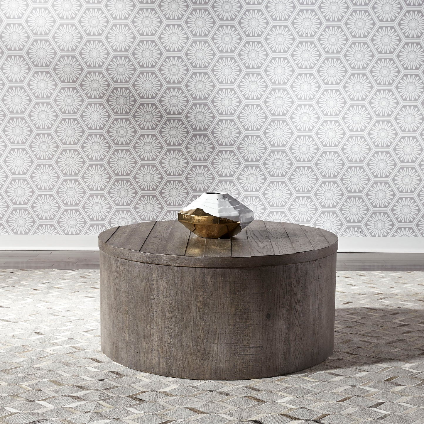 Modern Farmhouse - Drum Cocktail Table - Dusty Charcoal