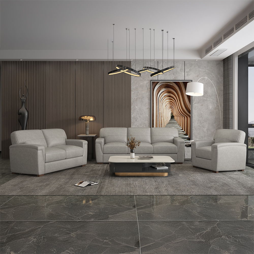 Cornelia - Loveseat - Pearl Gray Leather