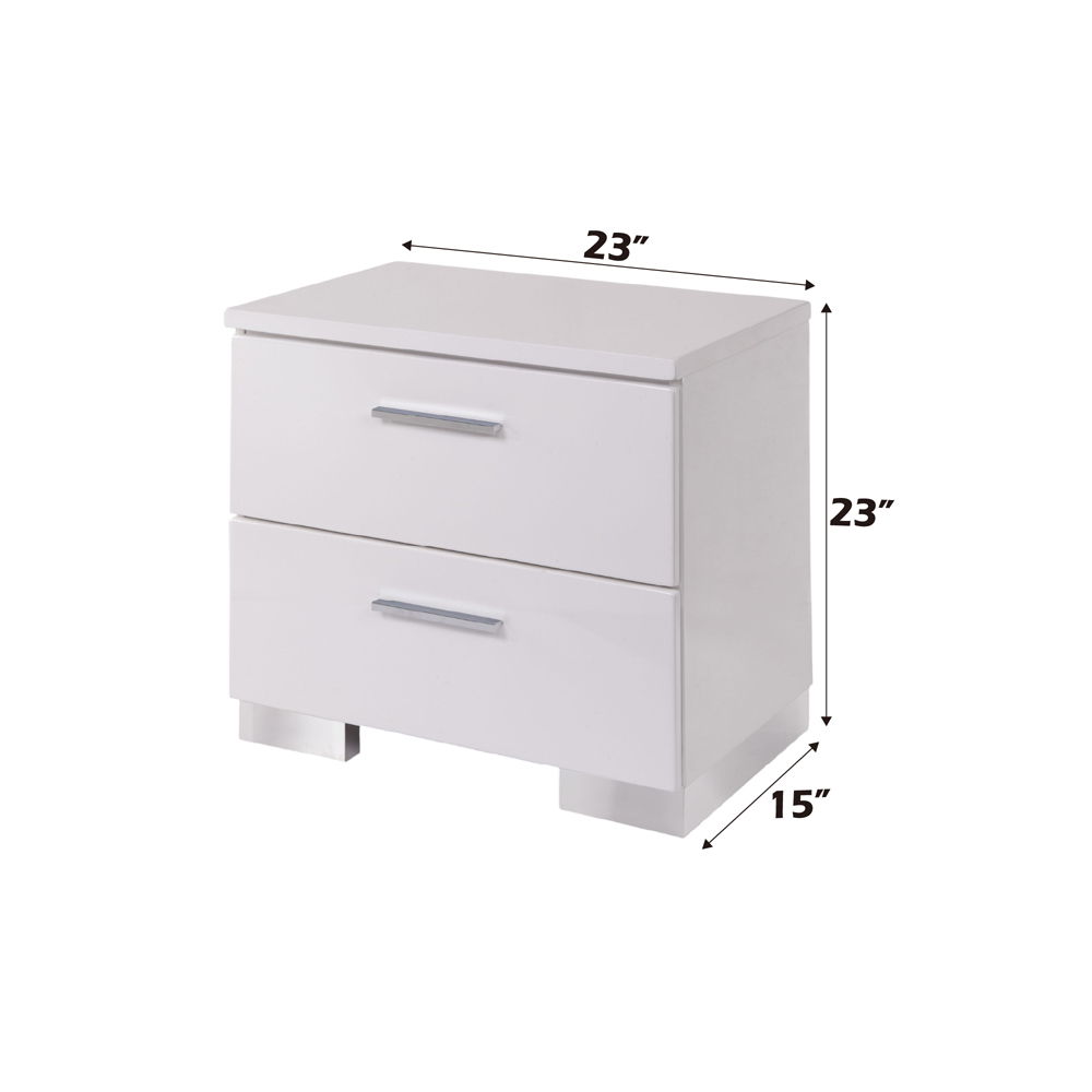 Lorimar - Nightstand - White & Chrome Leg