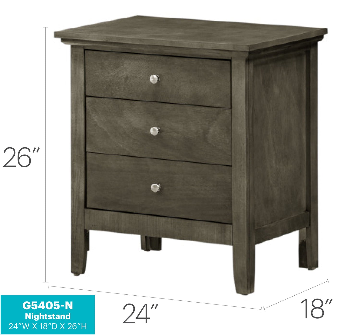 Glory Furniture - Hammond - 3 Drawer Nightstand