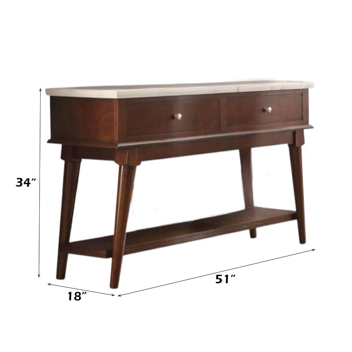 Gasha - Server - White Marble Top & Walnut