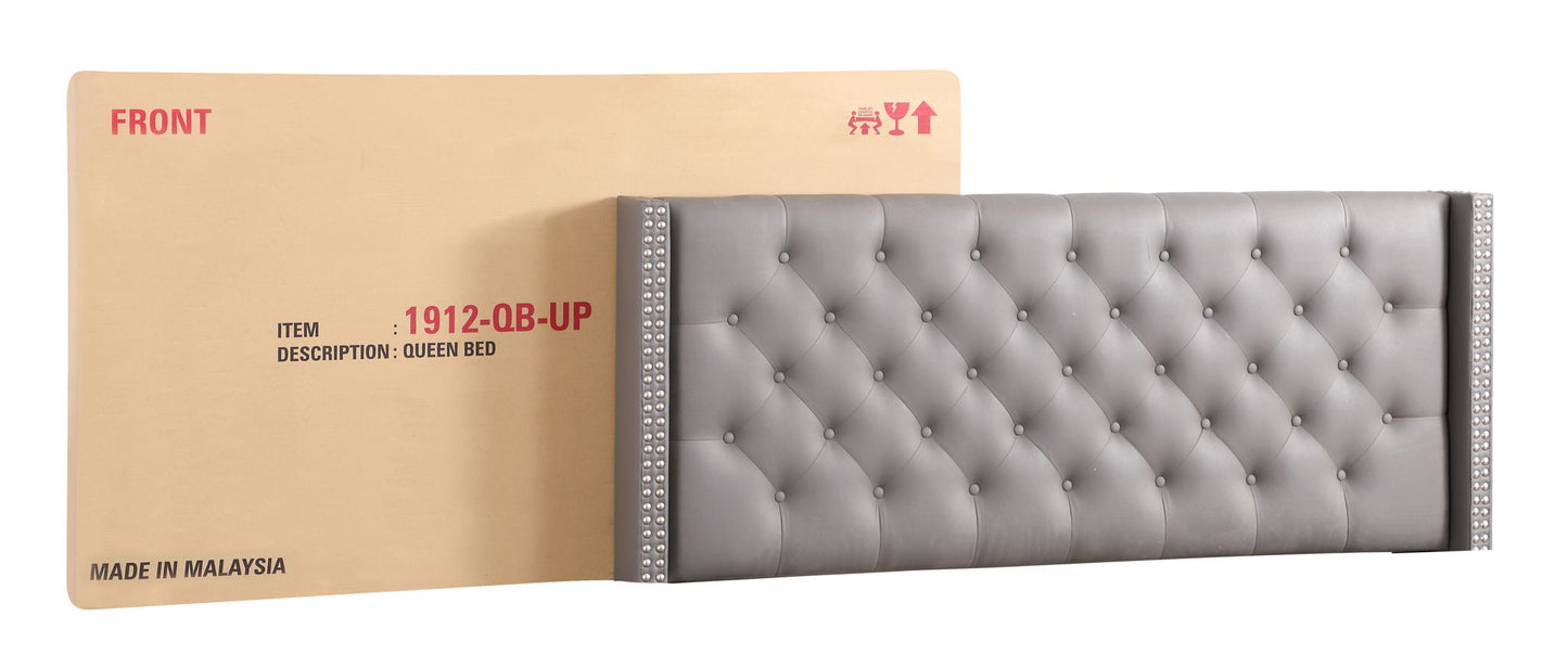 Julie - Queen Upholstered Bed - Light Gray