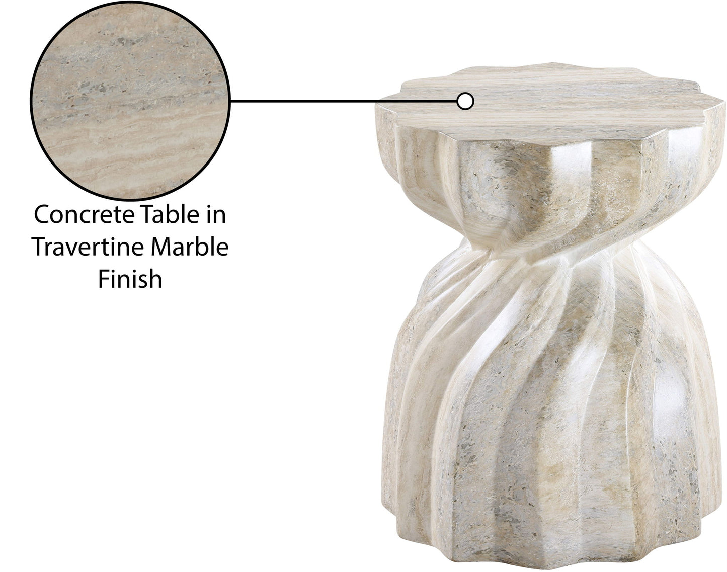 Caserta - Concrete End Table - Travertine