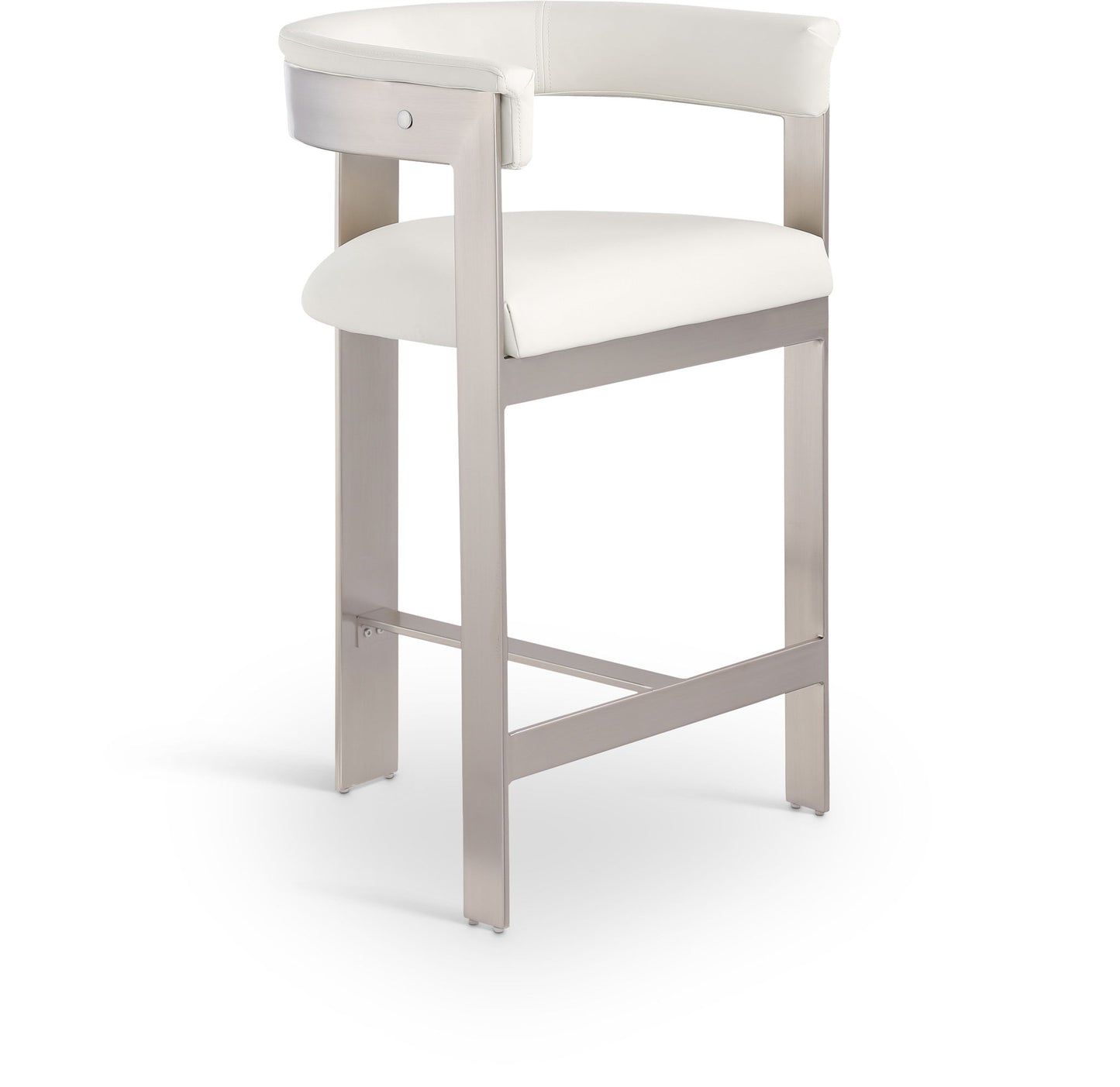 Romeo - Faux Leather Counter Stool With Silver Base (Set of 2)