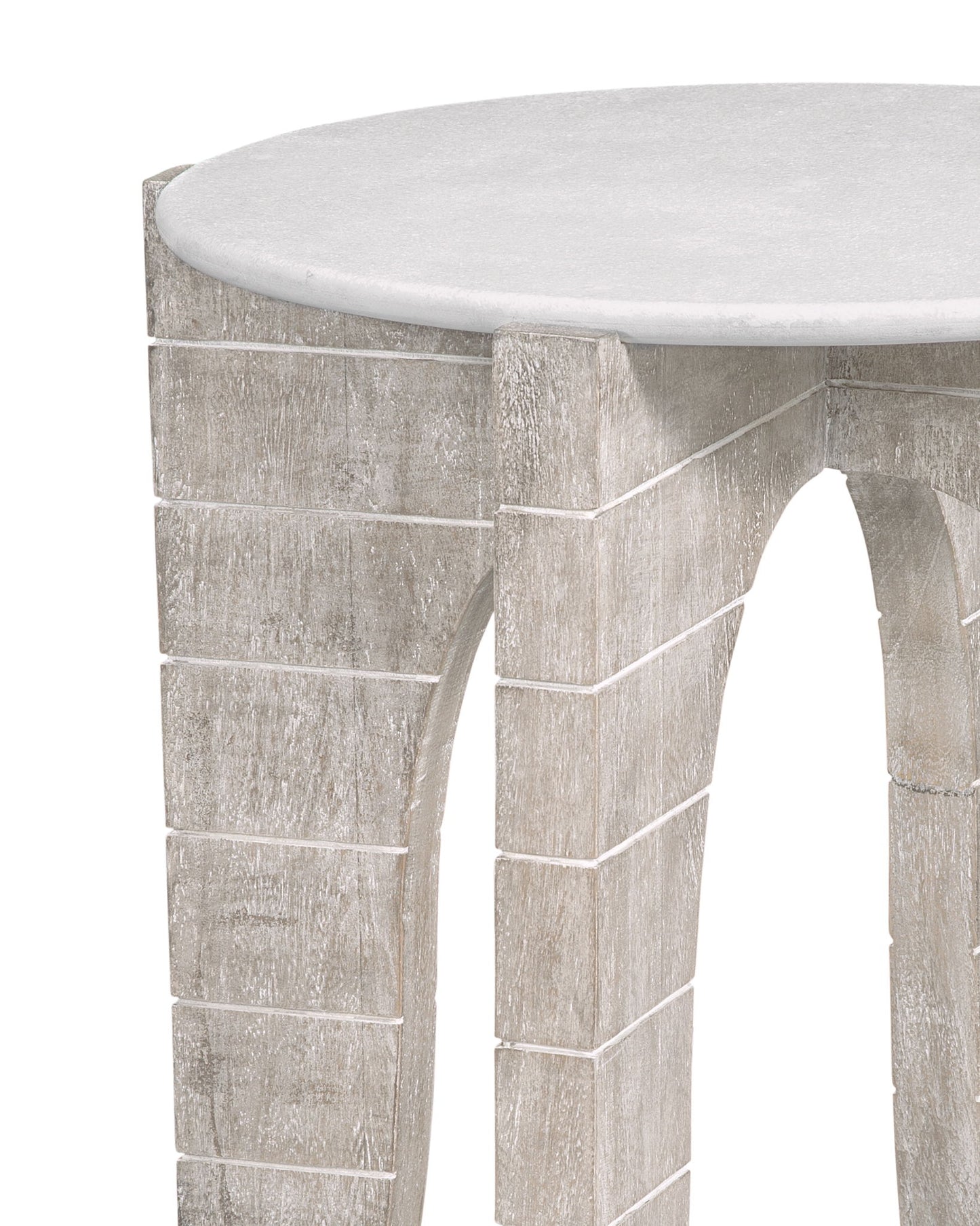 Bali - Round End Table - White Wash / Faux Plaster