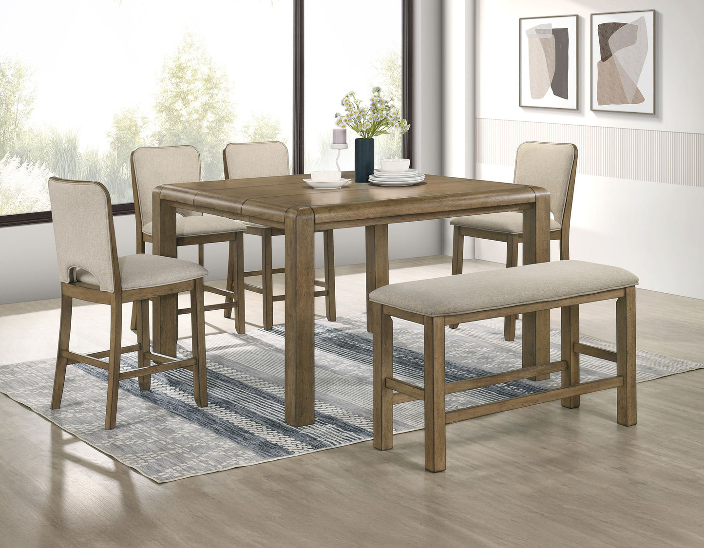 Cockrell - Counter Height Table ( With 18"Leaf) - Light Brown