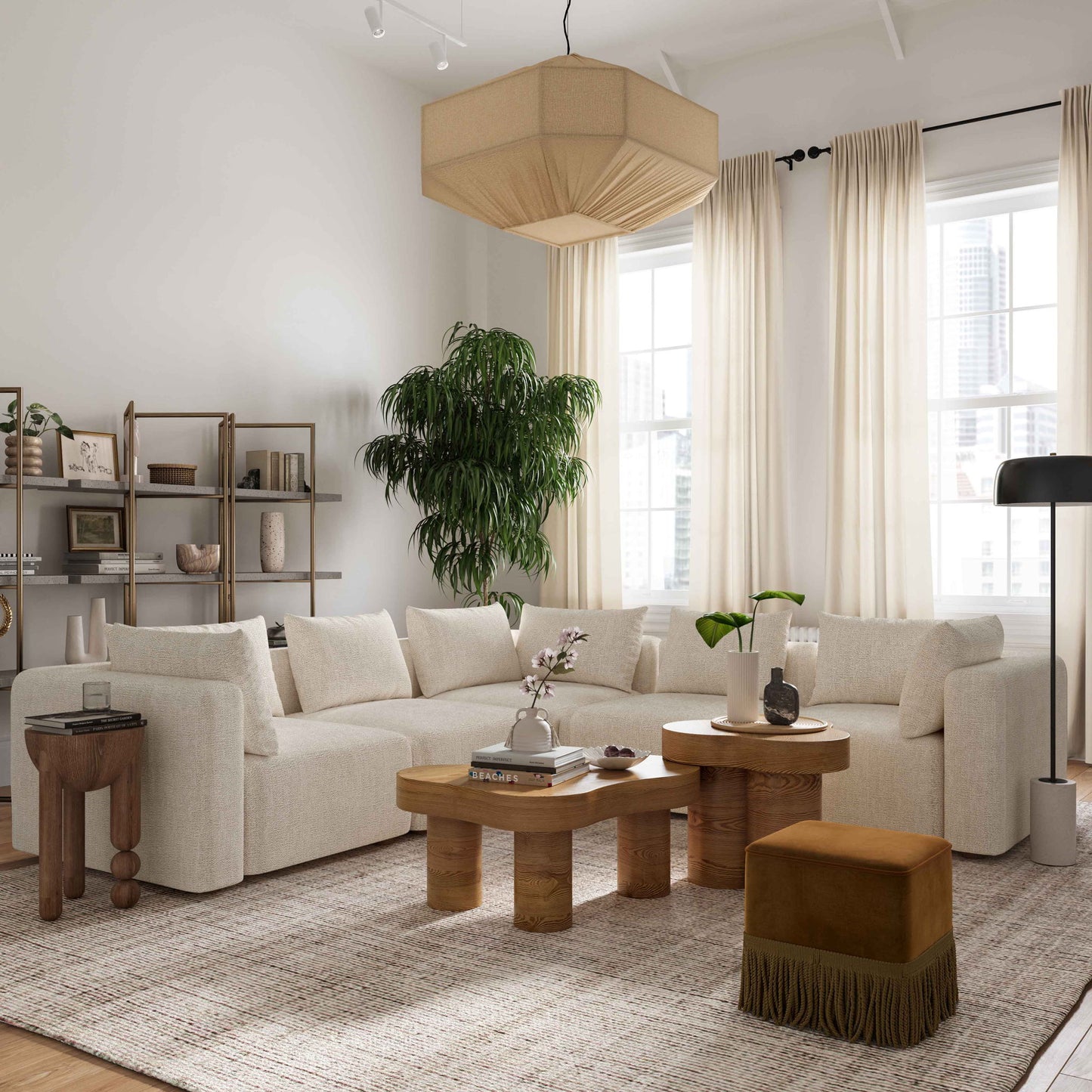 Hangover - 5-Piece Modular L-Sectional - Cream