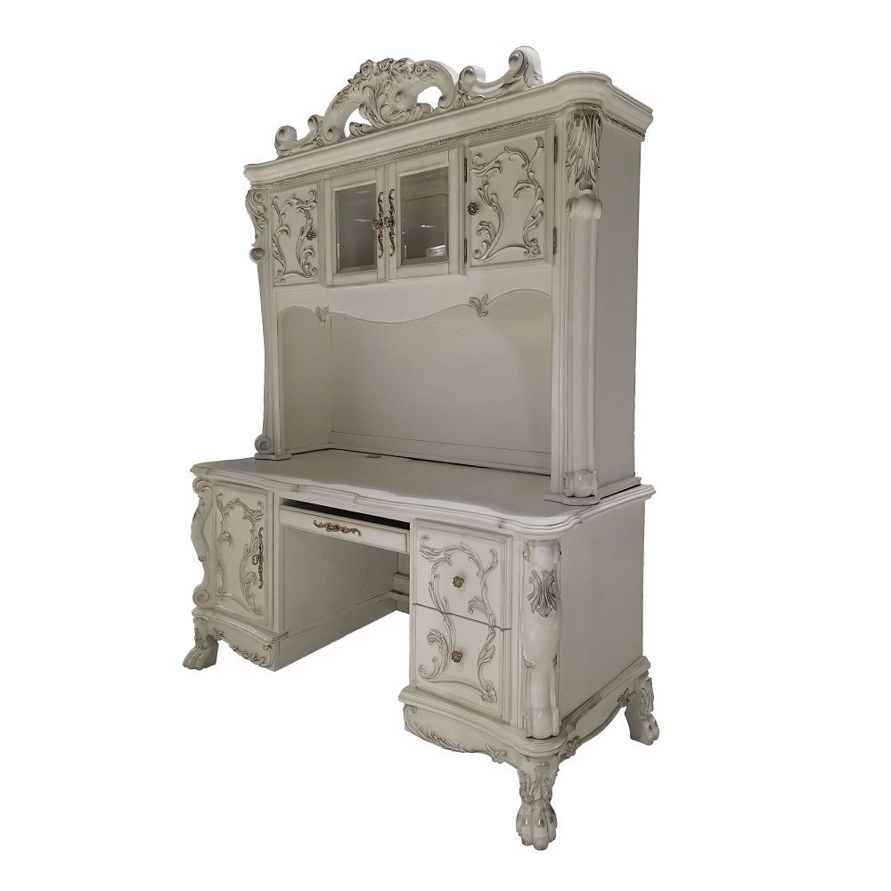 Dresden - Computer Desk & Hutch - Bone White