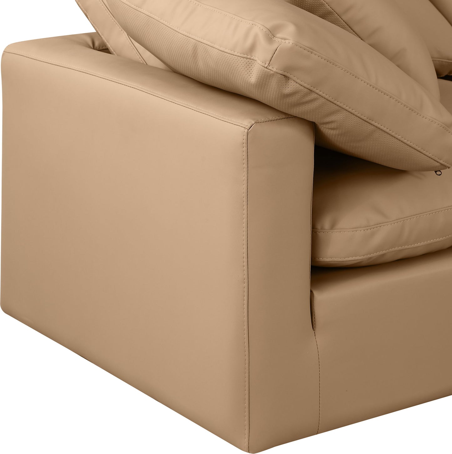 Indulge - Faux Leather 5 Piece Modular Sectional With Chaise - Tan