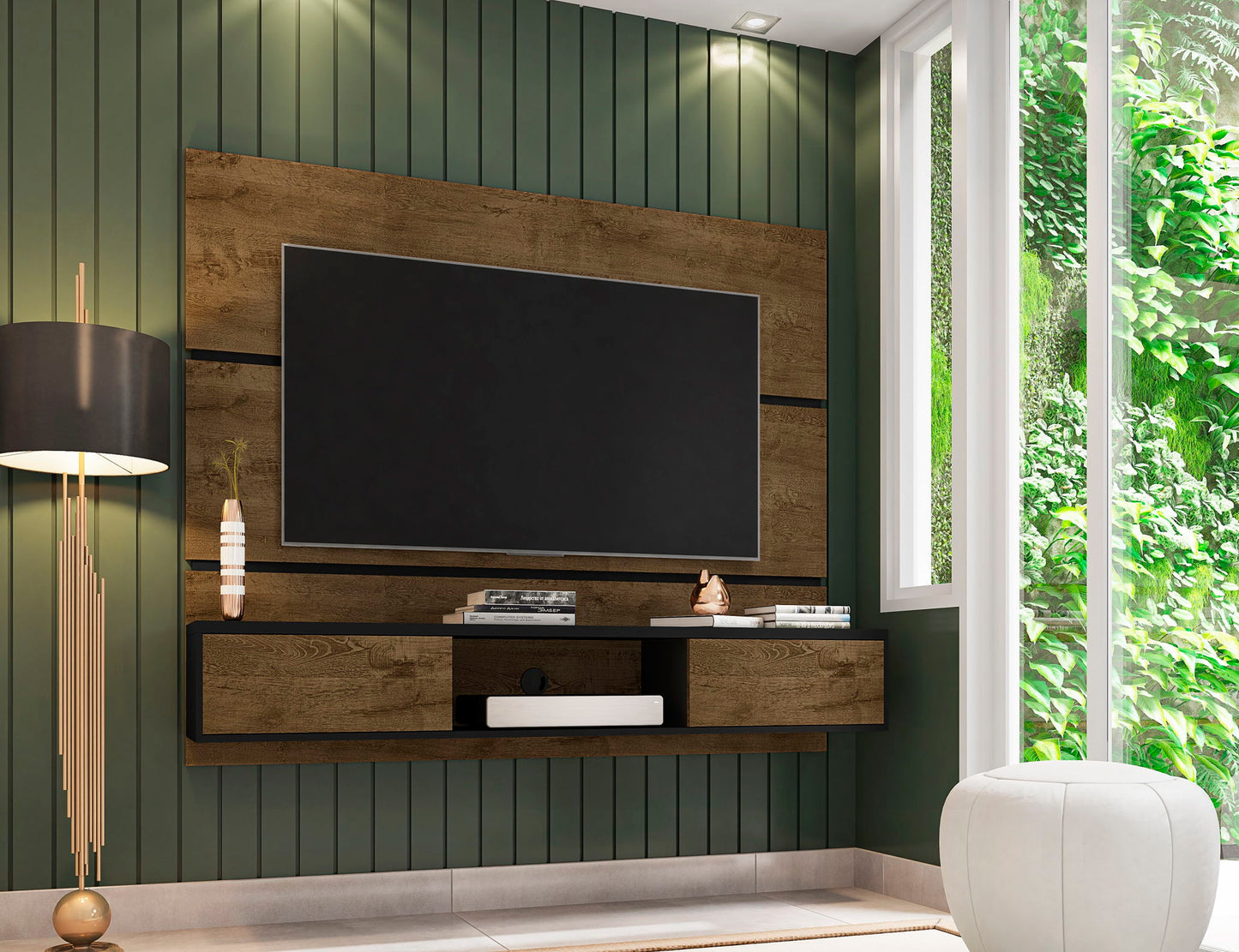Vernon - TV Panel - Rustic Brown And Black