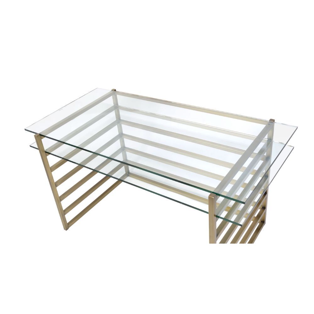 Shona - Writing Desk - Clear Glass Top & Antique Gold