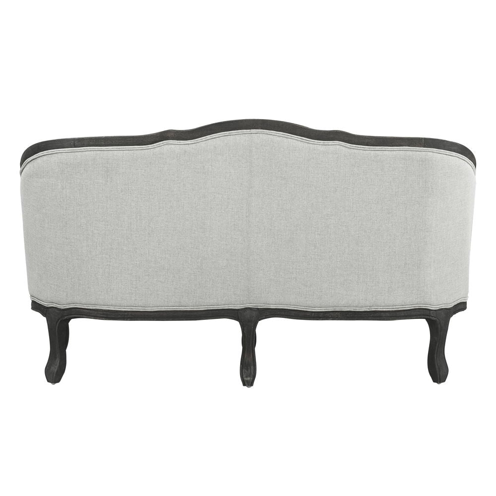 Samael - Loveseat With 2 Pillows - Gray Linen & Dark Brown
