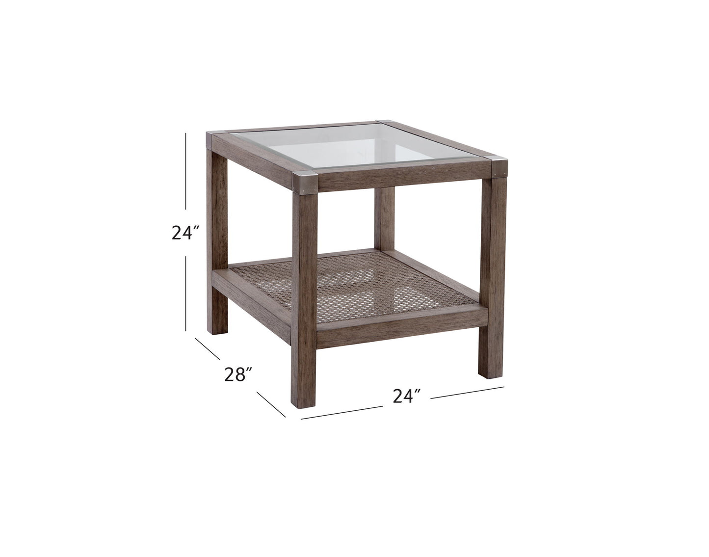Calum - End Table - Driftwood Gray / Cane / Brushed Nickel