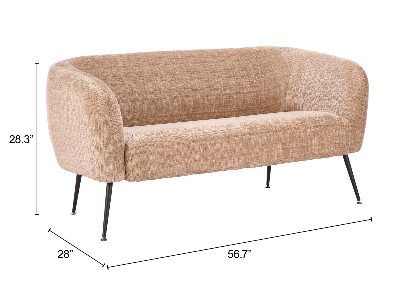 Racine - Loveseat - Linen Beige / Brown