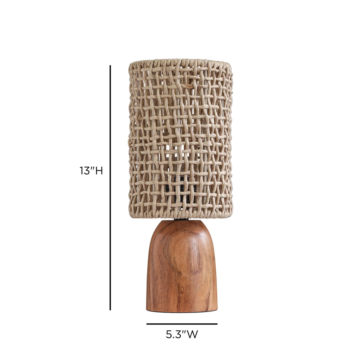 Kombu - Raffia and Wood Small Table Lamp - Natural