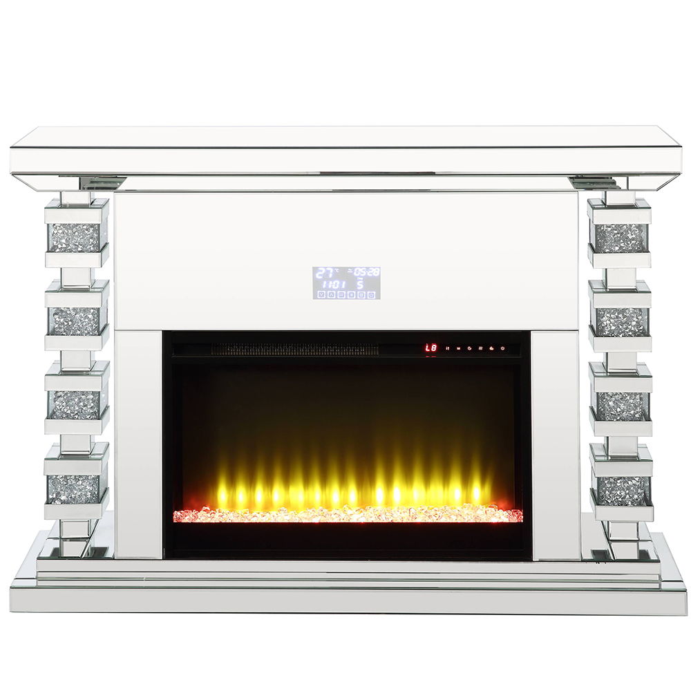 Noralie - 47" Fireplace With Bluetooth - Mirrored & Faux Diamonds