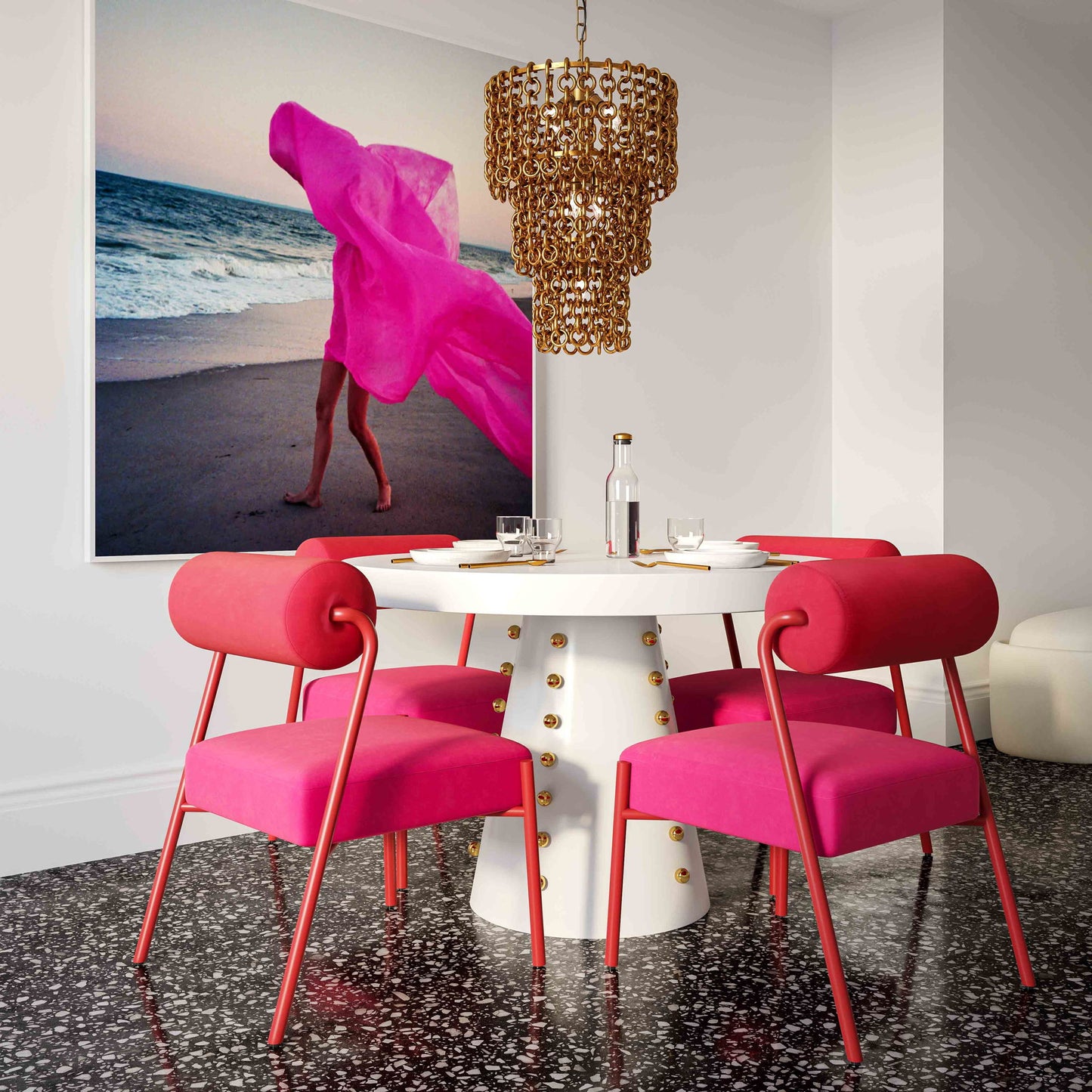 Jolene - Velvet Dining Chair (Set of 2) - Hot Pink