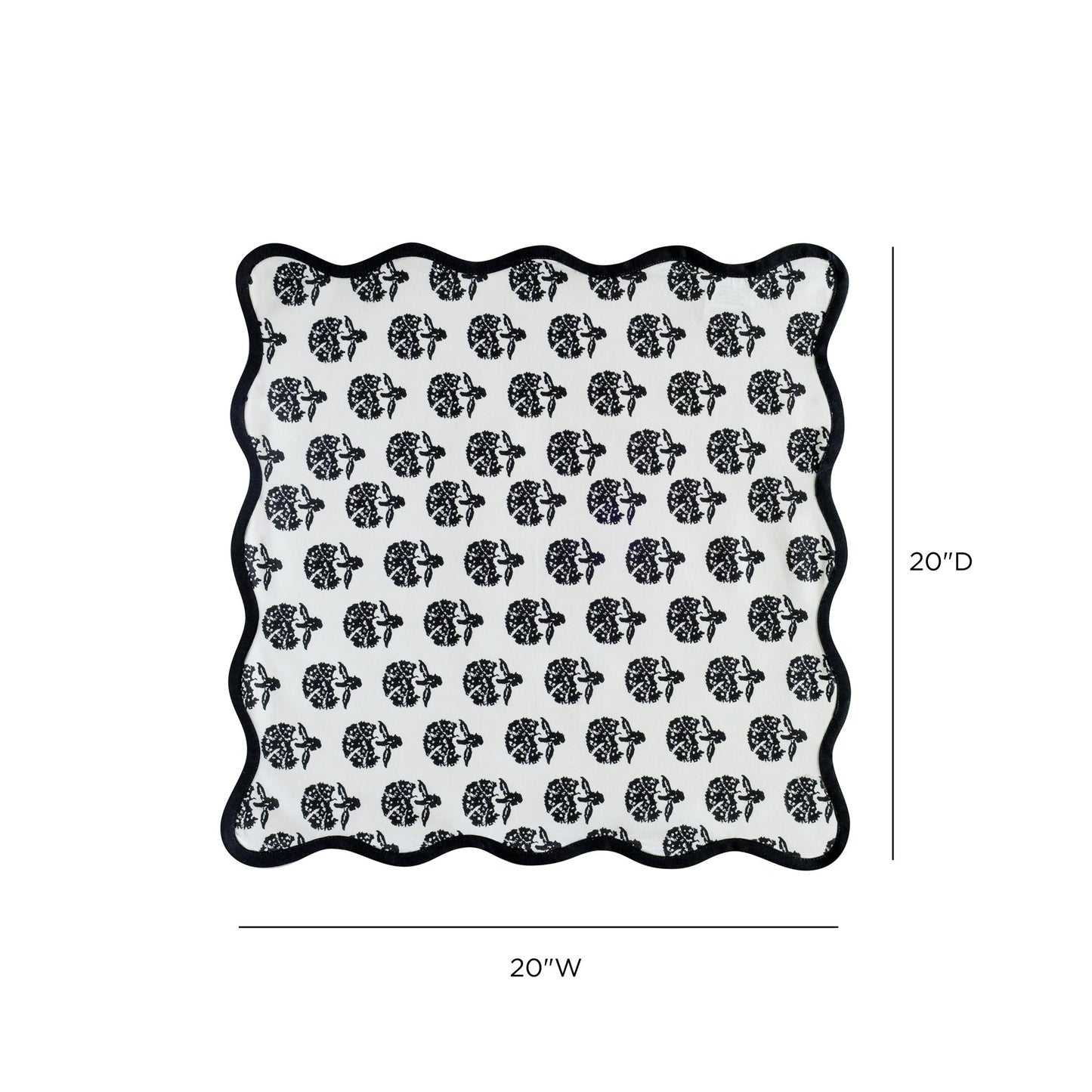Crissy - Cotton Canvas Printed Napkins (Set of 4) - Black Vintage Floral