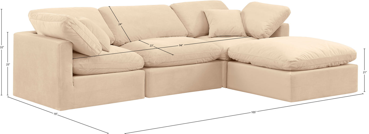 Indulge - Velvet 4 Piece Modular Sectional With Chaise