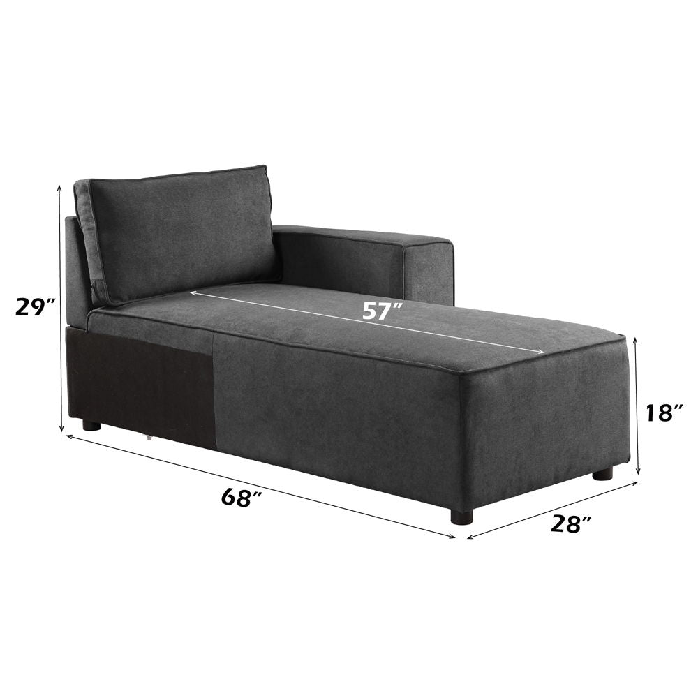 Silvester - Modular Chaise With 2 Pillows - Gray Fabric