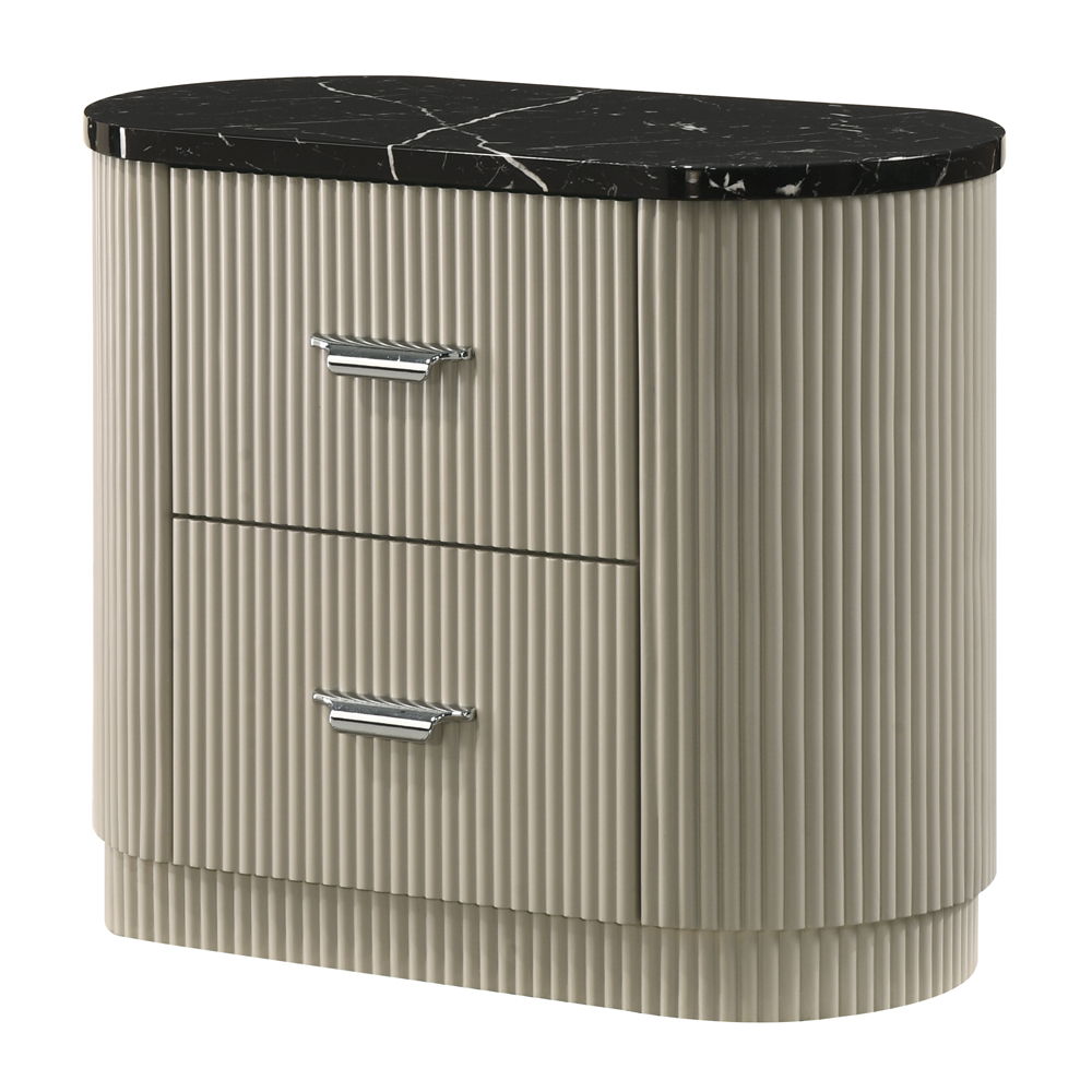 Travonte - Nightstand - Gray / Beige