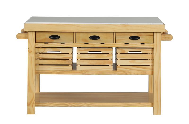 Grovaam - Kitchen Island - Marble Top & Natural