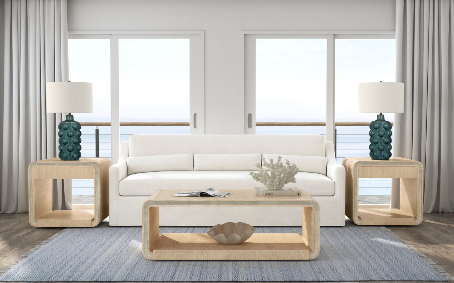 Damone - End Table - Cerused White Oak