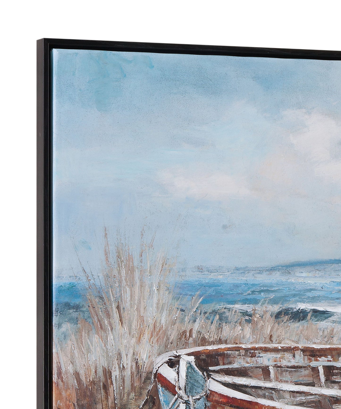 Mo Bay Framed Canvas - Blue / Light Brown