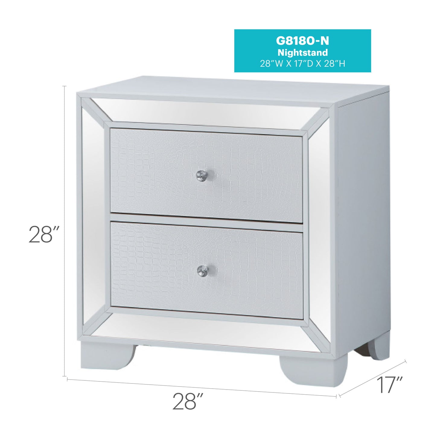 Hollywood Hills - Wooden Nightstand - Silver Champagne