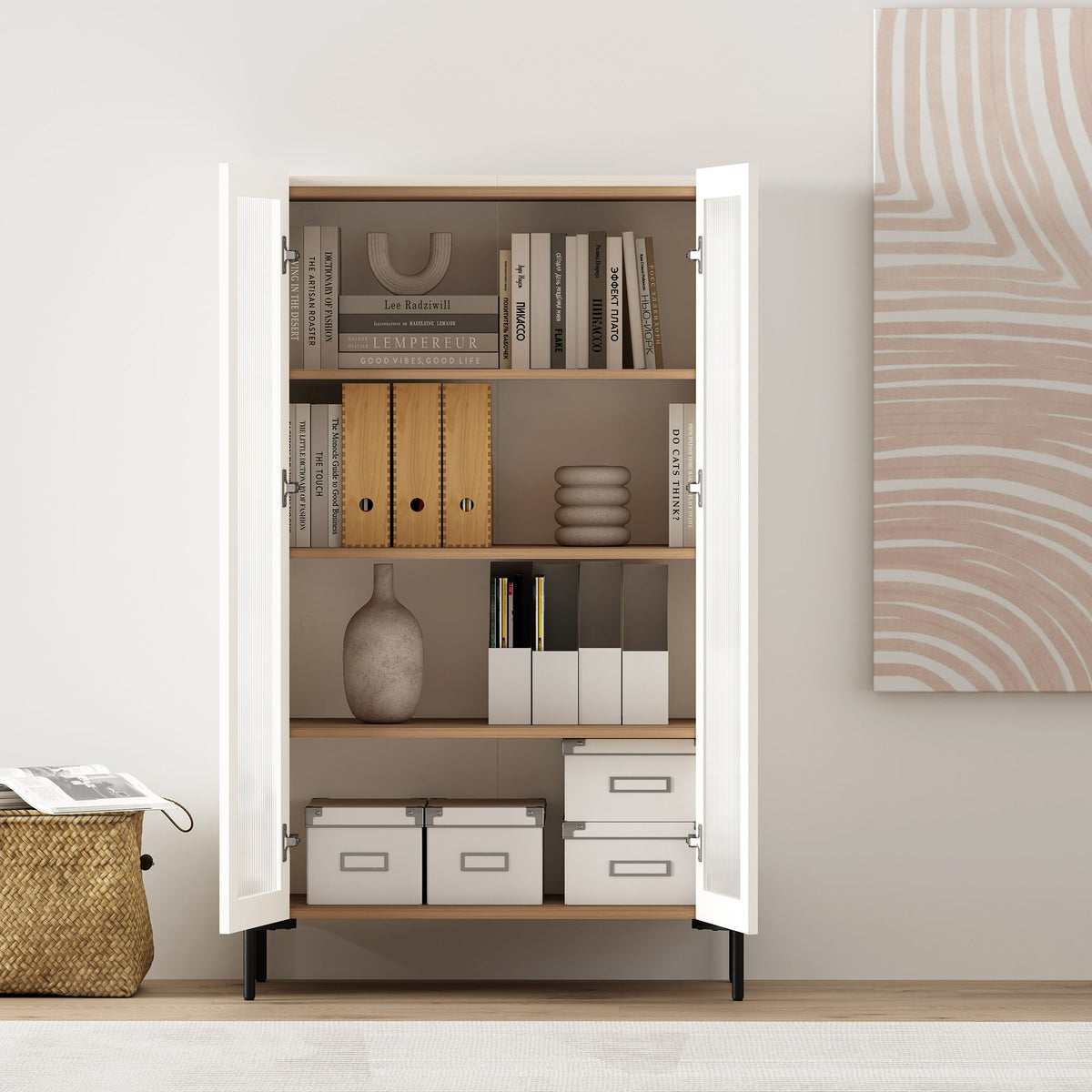 Abbey - Bookcase Cabinet - Maple And Off White