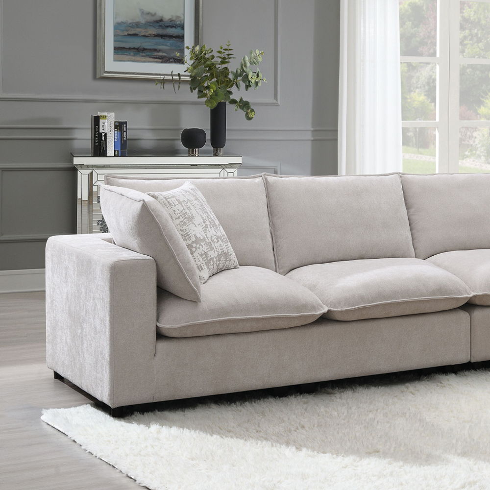 Marisa - Modular Left Facing Loveseat With 2 Pillows - Beige Boucle