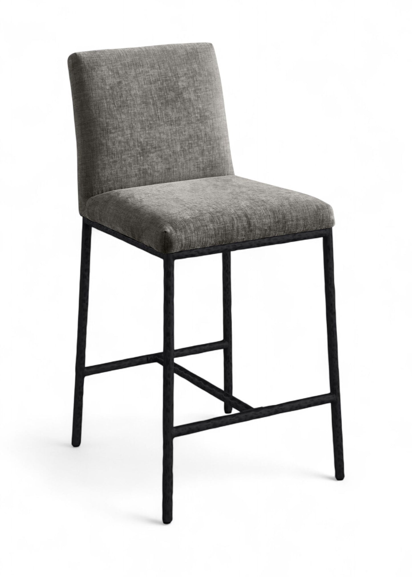 Reeves - Chenille Fabric Upholstered Counter Stool (Set of 2) - Black Base