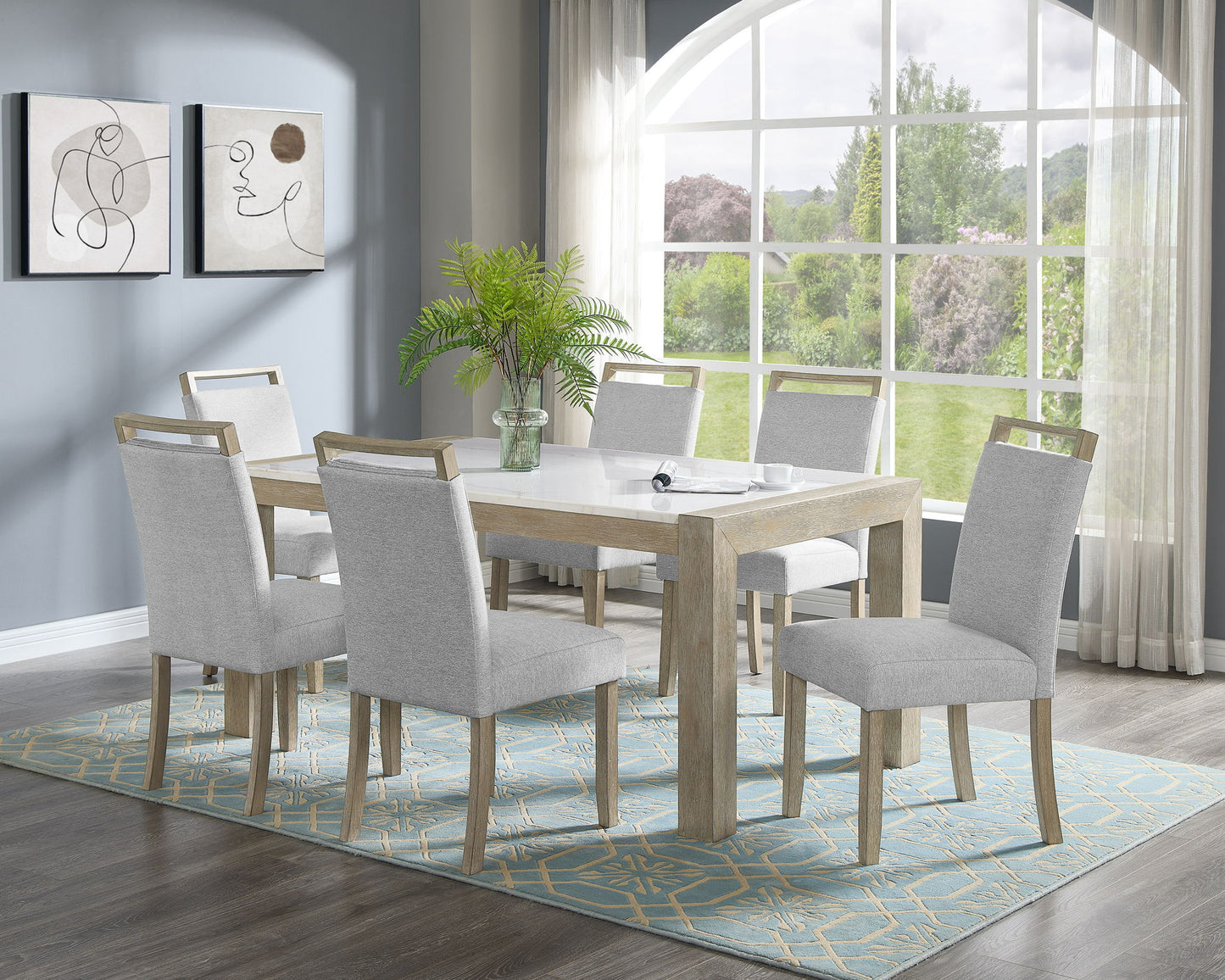 Hazel - Genuine Marble Dining Table - Wired White