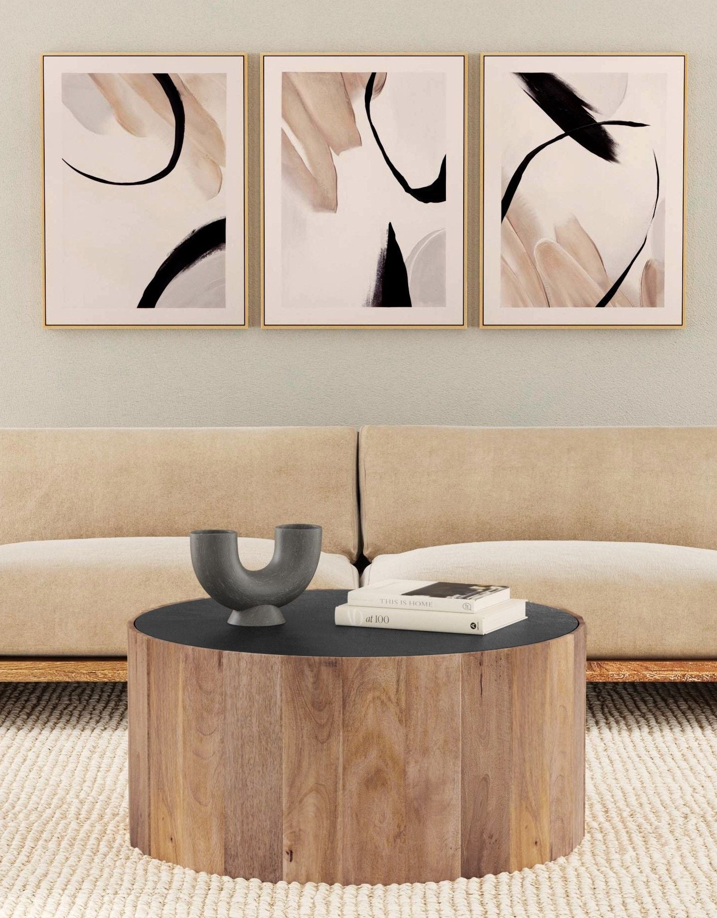 Eartha Canvas Art (Set of 3) - Beige / Black