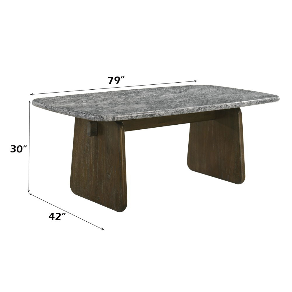 Dillon - Dining Table With Marble Top - Natural / Walnut