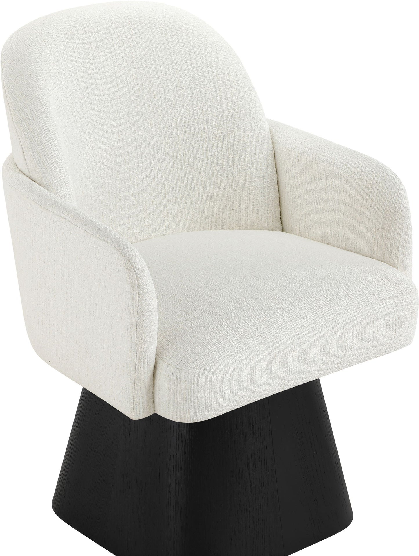 Marlowe - Linen Textured Fabric Upholstered Swivel Dining Arm Chair - Stained Black