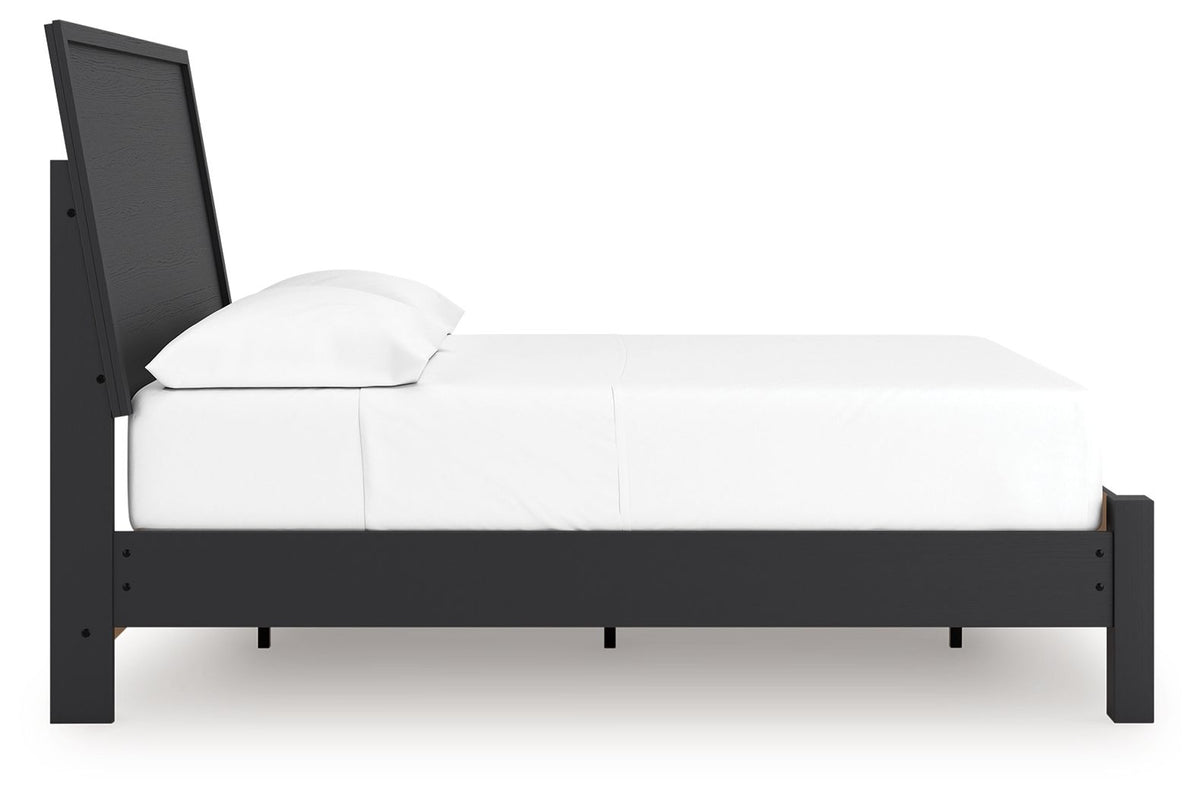 Danziar - Full Panel Bed With Low Footboard - Black